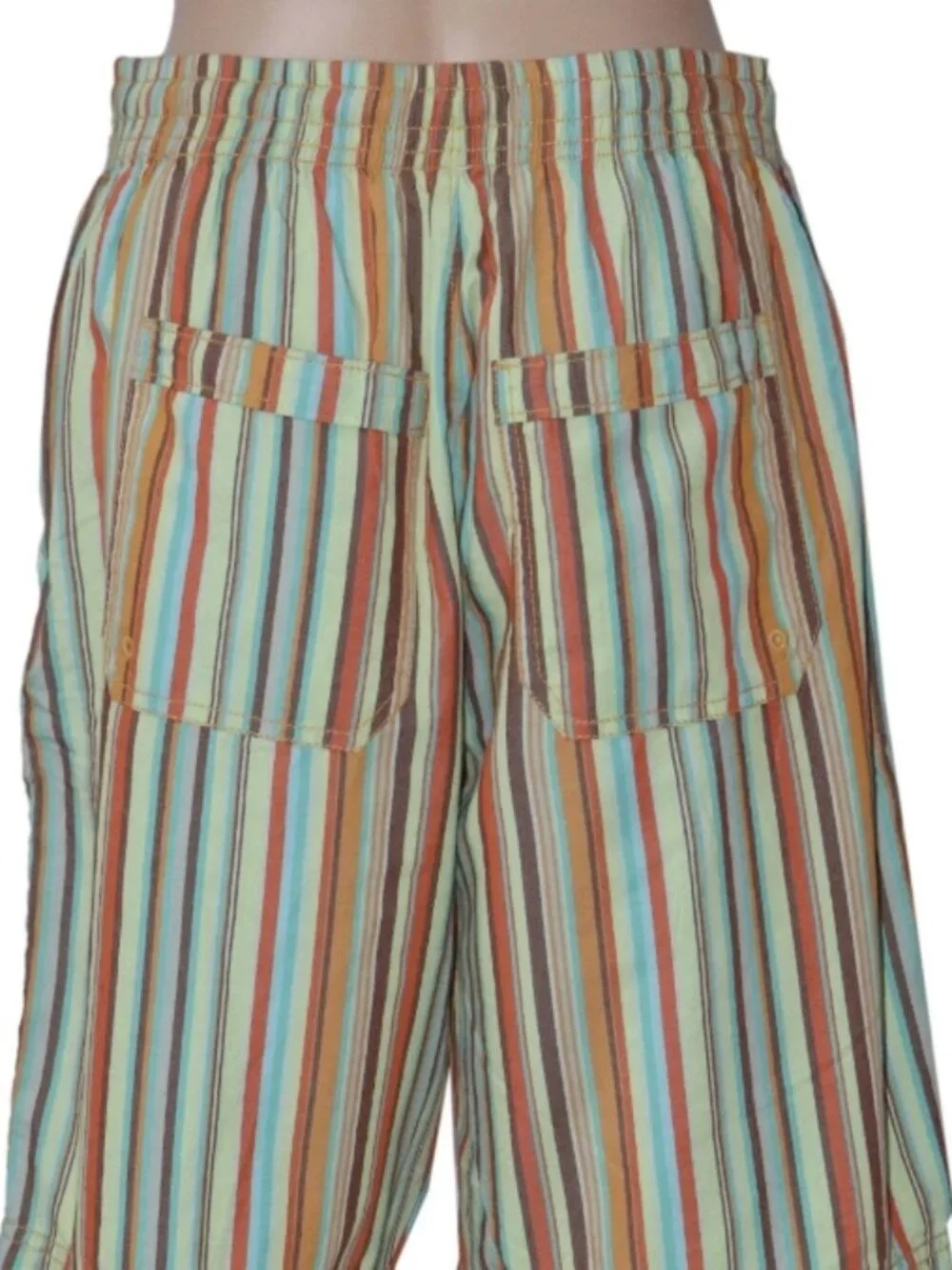 Free People Saylor Poplin Stripe Shorts Printed Mid-rise Pull-On L